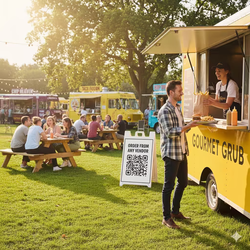 Food truck event with customers ordering